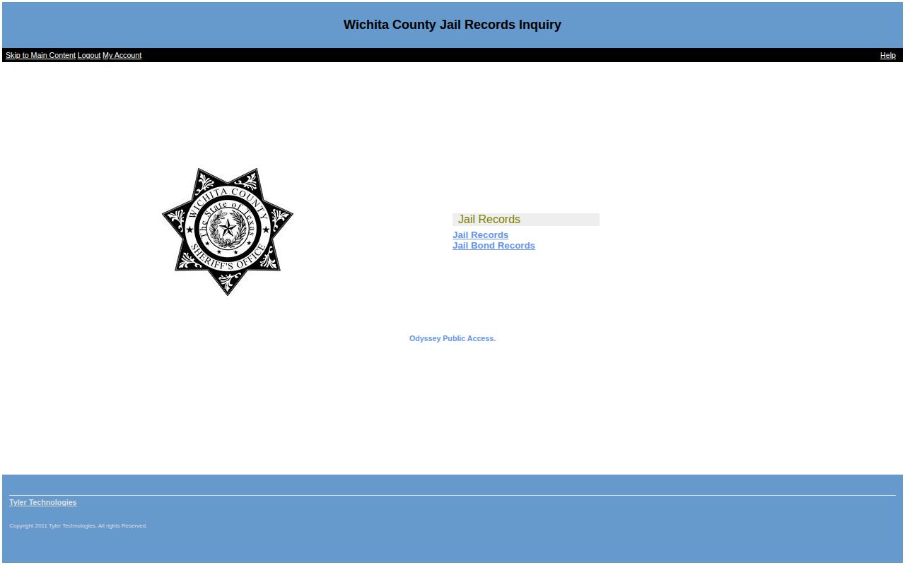 Wichita County Odyssey Jail Records public access landing page